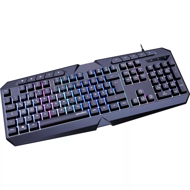 Gaming klaviatūra SPEEDLINK LUDICIUM USB QWERTZ Vokiška juoda