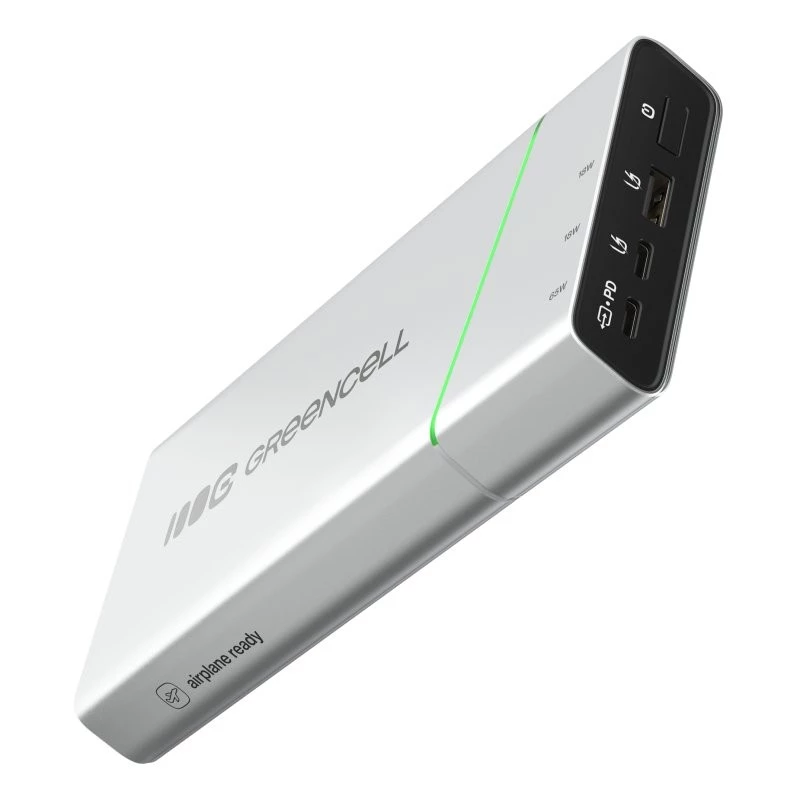 Nešiojama baterija Green Cell BPLGC20P 20800 mAh Li‑Ion, USB‑C PD 65W, 2x USB‑C + 1x USB‑A, aliumininis korpusas