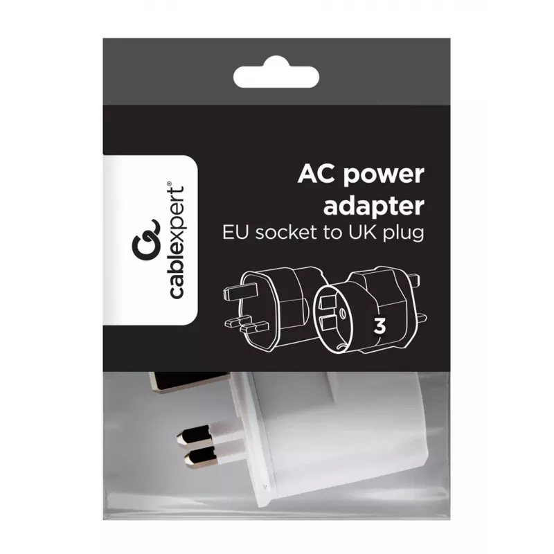 Gembird A-AC-EUFUKM-01 AC maitinimo adapteris, EU Schuko kištukas į UK lizdą, 13 A