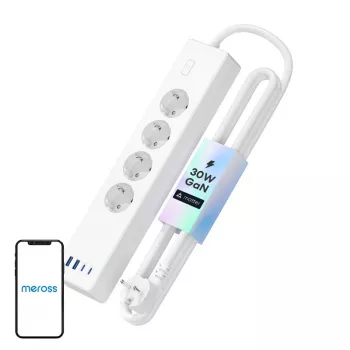 Meross MSP844(EU) išmanusis ilgintuvas su 4 kištukiniais lizdais, 2× USB-A ir 2× USB-C