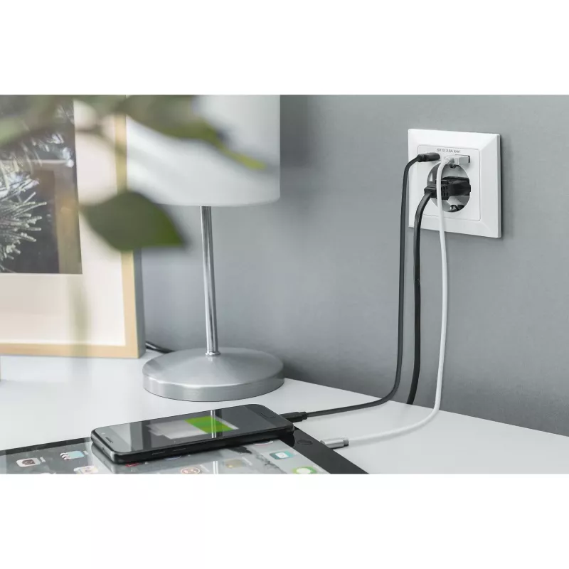 DIGITUS DA-70615 - Steckdosenauslass - 2P+E - Typ F, USB, USB Type C - mit Verschluss - 1 Steckdose, 2 USB-Anschlüsse - 2.8 A - weiß, RAL 9003