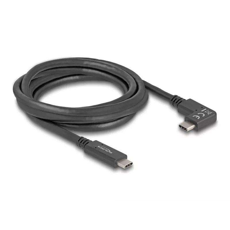 DeLOCK USB kabelis USB Type-C vyriškas į USB Type-C vyriškas kampuotas 2m 5Gbps 4K PD 60W
