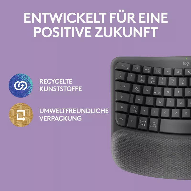 Klaviatūra Logitech Wave Keys Office RF belaidė + Bluetooth QWERTZ vokiška grafito spalvos