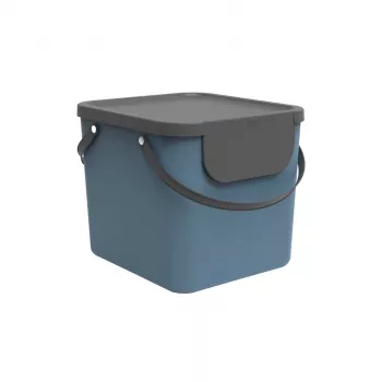 Plastikinė laikymo dėžė Rotho Albula 40 L stačiakampė, mėlyna, 40 L talpa, su pakabinimo anga, 400×358×340 mm