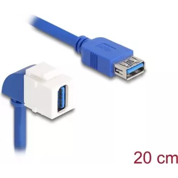 DeLOCK Keystone modulio kabelis USB 5 Gbps Type-A motina į motiną 90° kampu 20 cm mėlynas