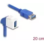 DeLOCK Keystone modulio kabelis USB 5 Gbps Type-A motina į motiną 90° kampu 20 cm mėlynas
