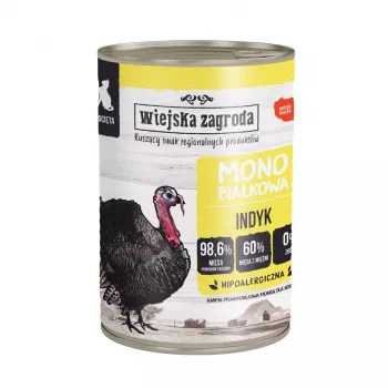 Šlapias kačių ėdalas wiejskazagroda Monoprotein Turkey 400 g — jaunikliams, be grūdų, vienos rūšies baltymas