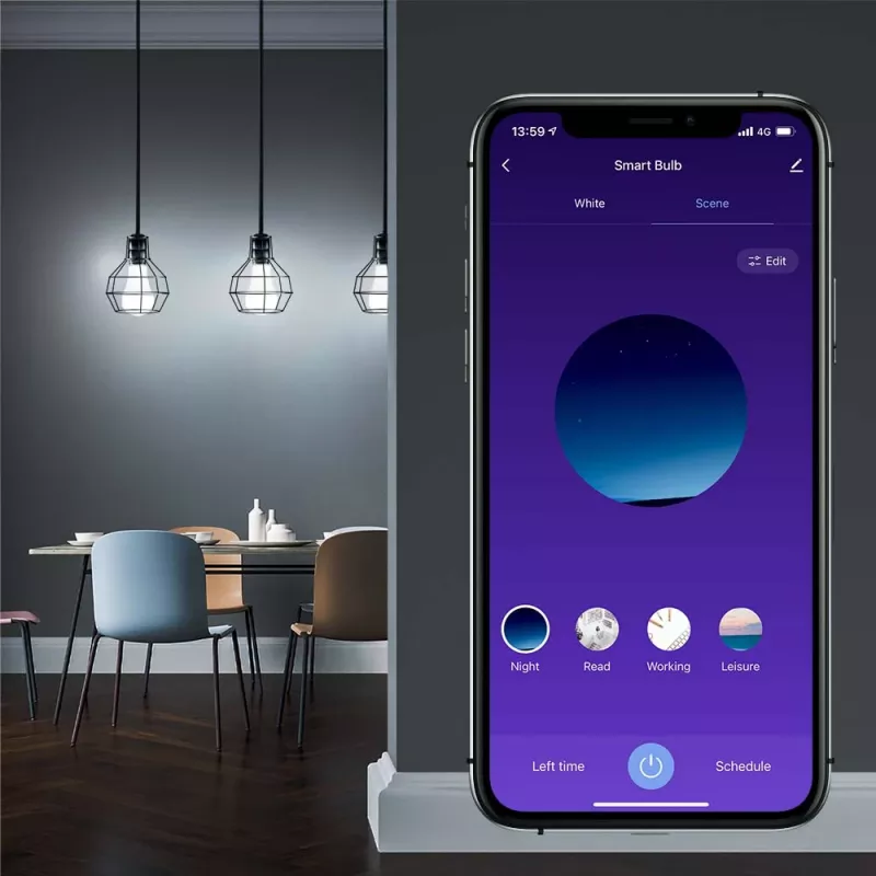 Išmanioji Wi-Fi LED lemputė Tellur TLL331341 9W RGB reguliuojamo ryškumo
