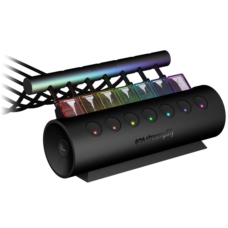 Streamplify HUB CTRL 7 USB 3.0 šakotuvas, 7x USB 3.0 Type A, RGB, 12V, EU maitinimo laidas - juodas