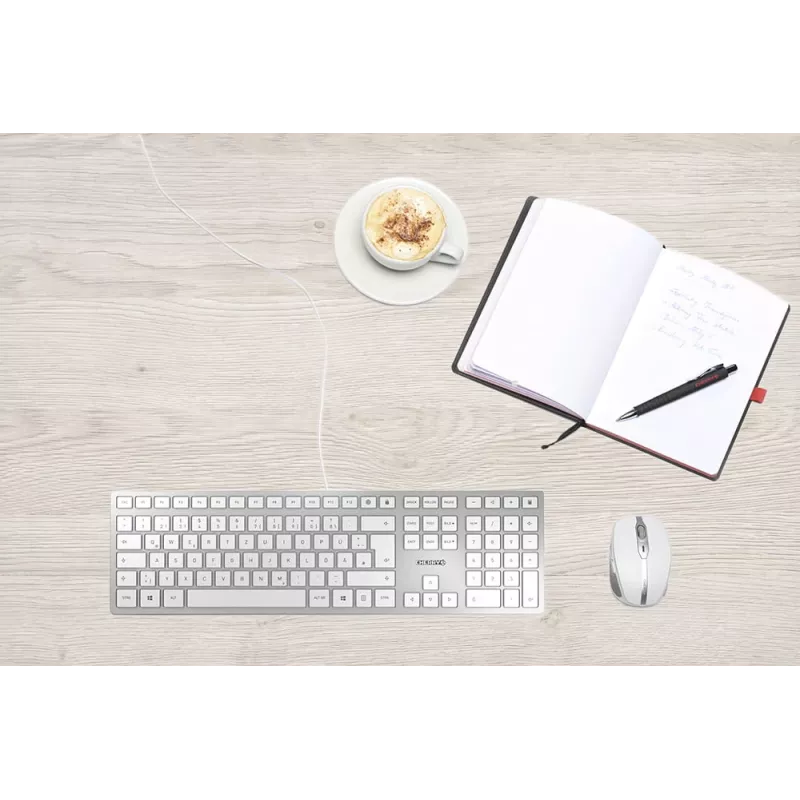 Klaviatūra CHERRY KC 6000 SLIM Universal USB QWERTZ Vokiška sidabrinė