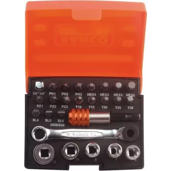 Bitų rinkinys Bahco 2058/S26 18 vnt. Hex Phillips Torx Plienas