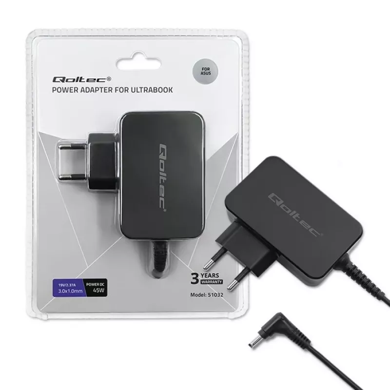Maitinimo adapteris Qoltec 51032 45 W vidaus juodas nešiojamam kompiuteriui