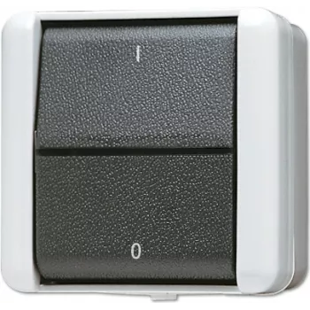 JUNG 802 W – Rokerinis jungiklis – 2P – Laidinis – Juoda – Balta – Termoplastas – IP44