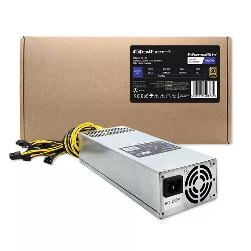 Qoltec 50177 PCI-E maitinimo blokas Smart 1600W | 80 Plus Gold – kasyba