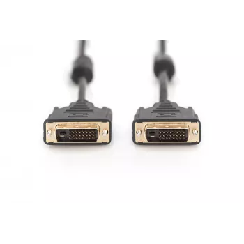 DIGITUS DVI laidas Dual Link DVI-D (patinas) - DVI-D (patinas) 5,0 m su užspaudžiamais kontaktais ir varžteliais juodas AK-320101-050-S