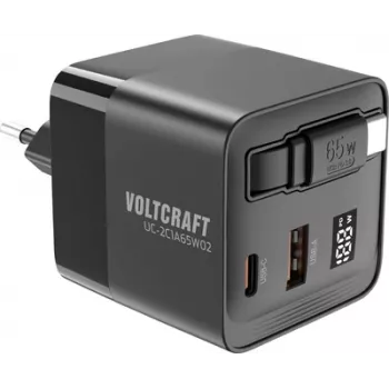 Voltcraft UC-2C1A65W02 USB įkroviklis, 3 išėjimai, USB-C, USB-A, 65 W, 3 A (VC-16619015)