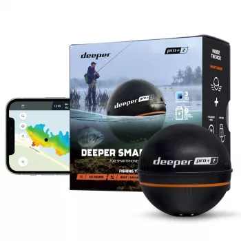 Nešiojamas žvejybinis sonaras Deeper Smart Sonar PRO+ 2, 2 sonaro spinduliai, 675 kHz, 100 m diapazonas, 65×65×65 mm, Li‑Ion 950 mAh