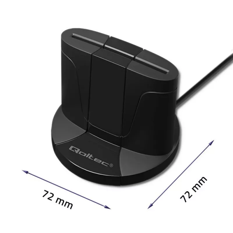 Qoltec 50632 lustinių kortelių skaitytuvas, USB 2.0, juodas, 1 m kabelis