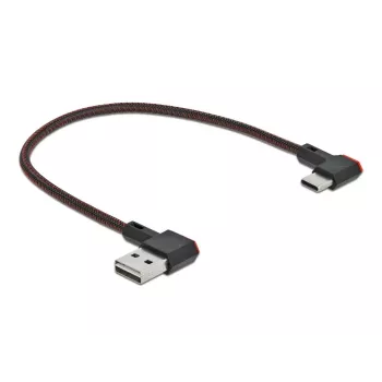 USB kabelis DeLOCK EASY-USB 2.0 Type-A kištukas į Type-C kištuką kampuotas 0,2 m juodas