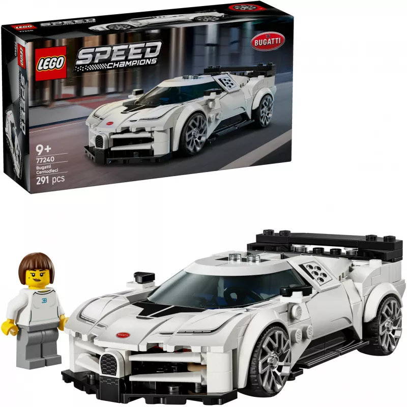 LEGO Speed Champions Bugatti Centodieci 77240 – 291 dalių, 1 minifigūrėlė, nuo 9 m.
