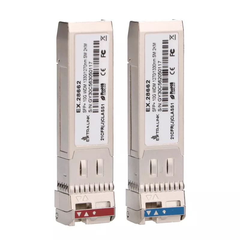 Extralink SFP+ 10G | SFP+ WDM modulis | 10Gbps 1270/1330nm, vienmodis, 2km, pora