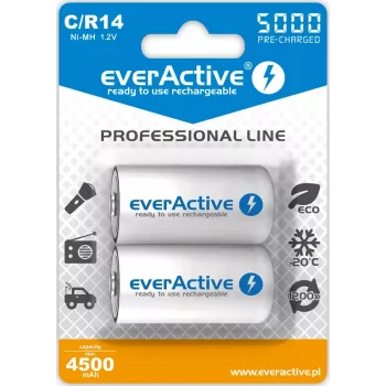 Įkraunama NiMH cilindrinė baterija everActive EVHRL14-5000, 1,2 V, 2 vnt., 51,5 mm aukštis