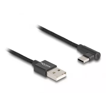 DeLOCK USB 2.0 laidas USB-A kištukas į USB-C kištuką kampuotas 0,5 m juodas