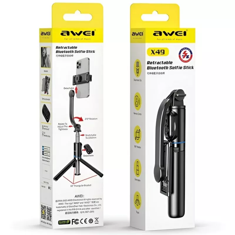 Awei Selfie Stick X49 juoda