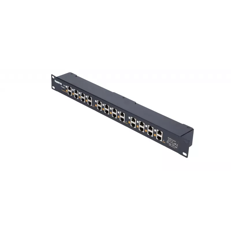 Extralink Gigabit PoE injektorius 12 prievadų 12x 1000Mb/s RJ45, montuojamas į stelažą