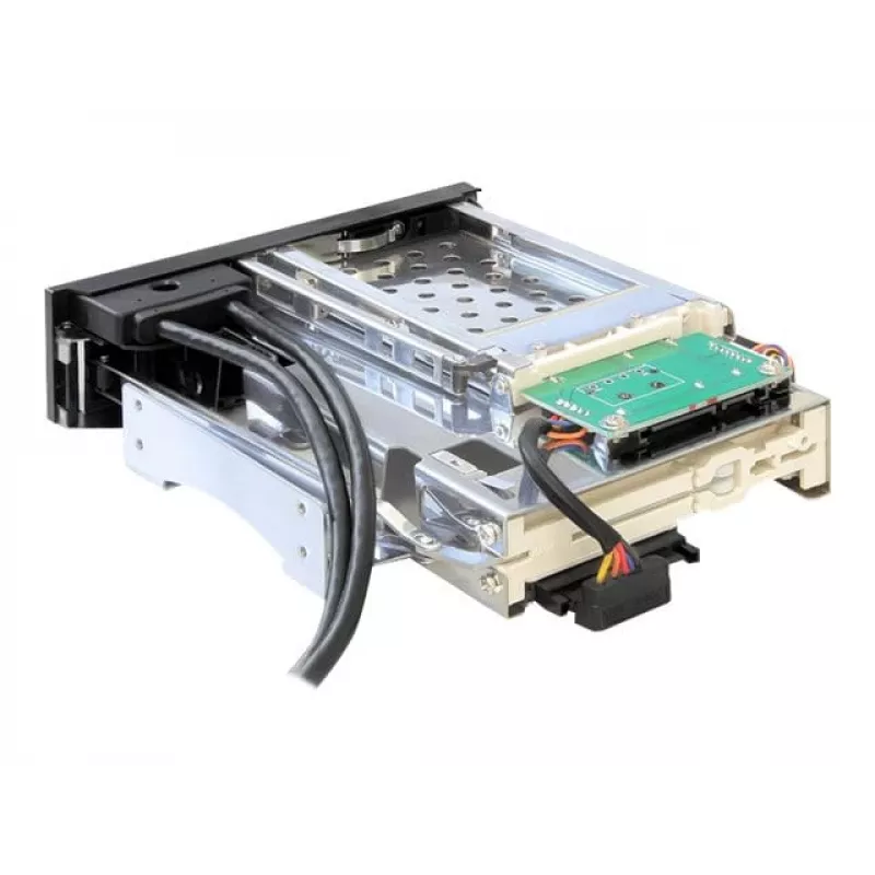 DeLOCK 5,25 colio mobilus krepšelis 1 x 2,5 colio + 1 x 3,5 colio SATA HDD ir 2 x USB 3.0 prievadai (47209)