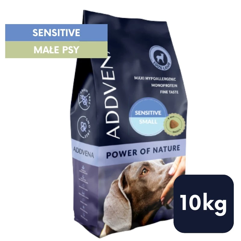 ADDVENA Power of Nature Adult Sensitive Small Ėriena - sausas šunų maistas - 10kg