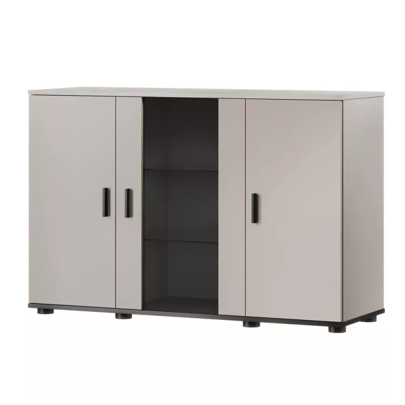Komoda Cama Meble SOHO 120×41×80 cm – kaušiniai fasadai, juodas karkasas