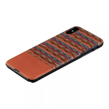 Dėklas iPhone XS Max man and wood su languotu rudu raštu ir juodu apvadu