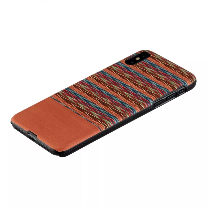 Dėklas iPhone XS Max man and wood su languotu rudu raštu ir juodu apvadu