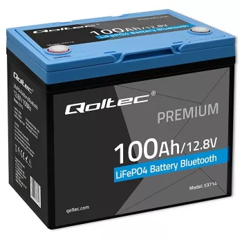 LiFePO4 baterija QOLTEC 12,8V 100Ah su Bluetooth
