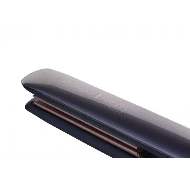 Tiesintuvas Remington S8598 Warm Black Grey – keraminės plokštelės 11 cm, 5 šildymo lygiai, 160–230 °C, 3 m laidas, laikymo dėklas