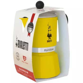 Kavos virimo aparatas Bialetti Rainbow juodai geltonas – aliumininis moka puodas viryklei, 1 vnt.