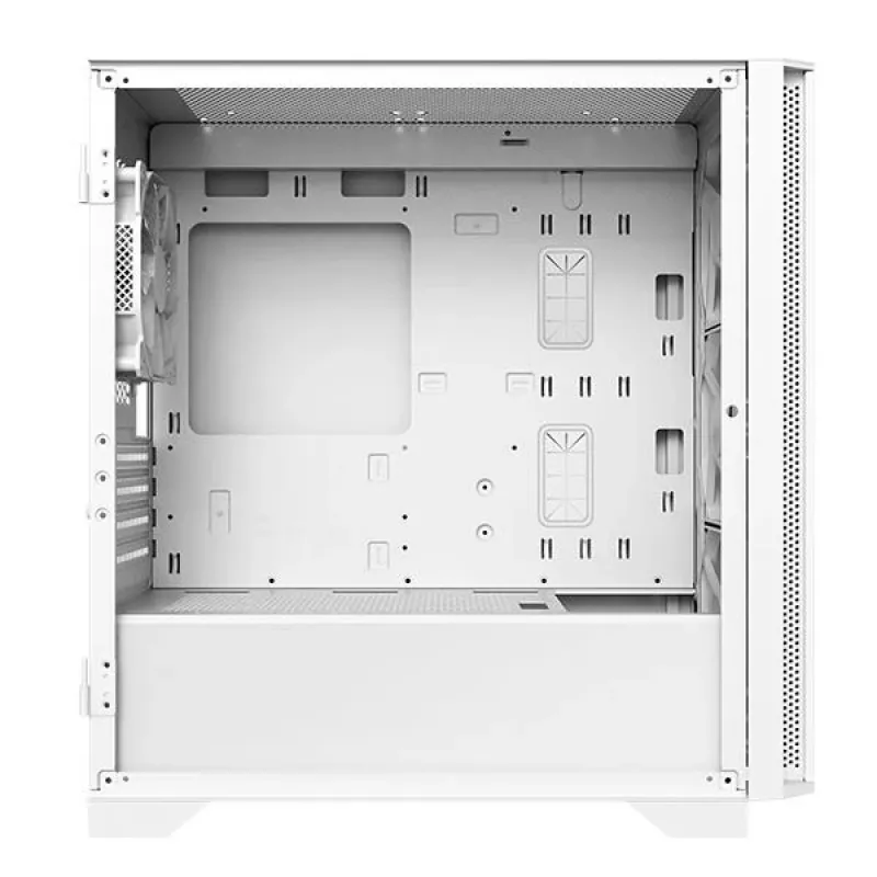 Montech AIR 100 ARGB Micro-ATX korpusas su keturiai ARGB ventiliatoriais, itin minimalistinis dizainas, smulkus tinklelio priekis, didelis oro srautas, unikalus šoninis skydelis