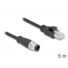 Tinklo kabelis DeLOCK M12 A-koduotas 8 kontaktų vyriškas į RJ45 vyrišką Cat5e 5 m juodas