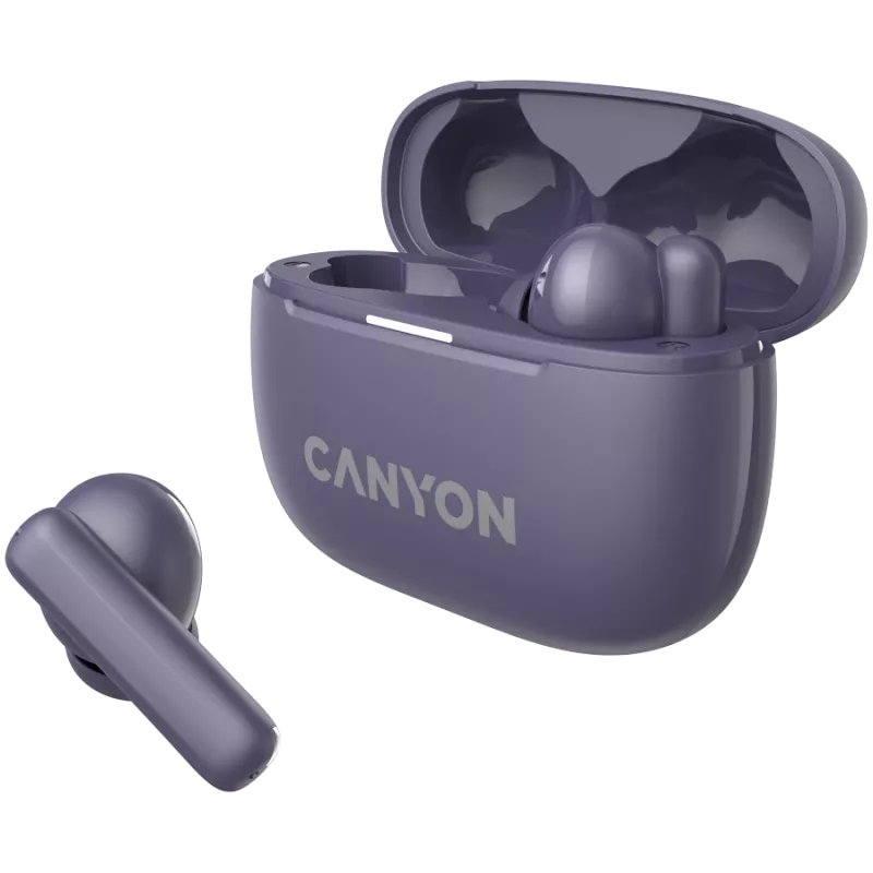 Canyon CNS-TWS10PL Ausinės ir Mikrofonas Tikras Belaidis Stereo (TWS) Į ausis Skambučiai/Muzika/Sportas/Kasdienis naudojimas USB Type-C Bluetooth Violetinė (CNS-TWS10PL)