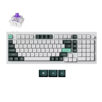 Belaidė mechaninė klaviatūra Keychron Q5 HE QMK, 96% (75% formos faktorius), Hall Effect Gateron dvigubų bėgių magnetiniai jungikliai, RGB, balta/žalia