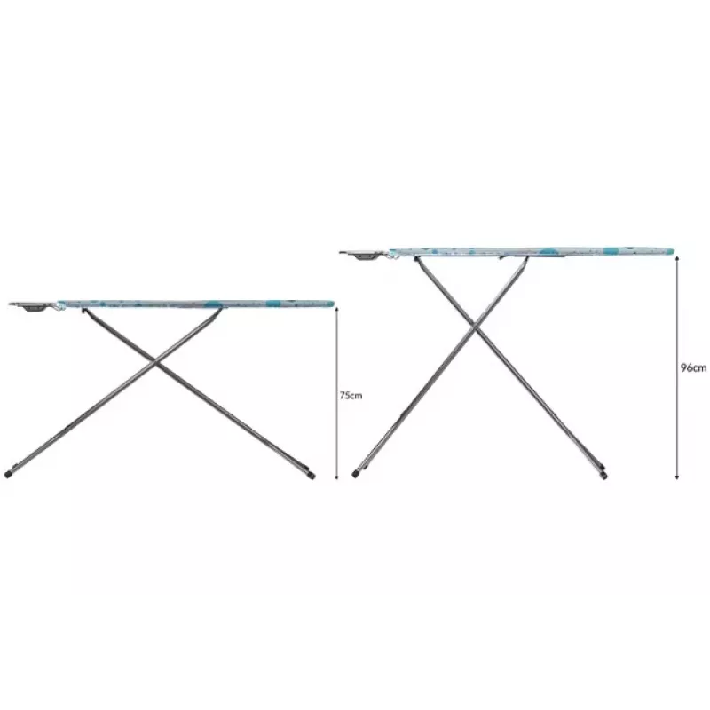 Pilno dydžio lyginimo lenta Vileda — nerūdijančio plieno kojos 1200×380 mm aukštis 75–96 cm sulankstoma lygintuvo laikiklis