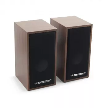 Garsiakalbiai ESPERANZA EP122 2.0 laidiniai staliniai, 2×6W RMS, medinis korpusas, sukamas garsumo reguliavimas, 60–20000 Hz