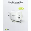 USB-C dvigubas greitas įkroviklis, PD, GaN, 65 W (baltas, 1x USB-C, 1x USB-A, Power Delivery)