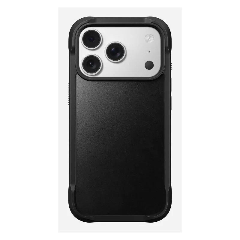 Nomad Rugged Leather Case Apple iPhone 17 Pro, oda/TPU/PC/aliuminis, tinka 16 cm (6,3 col.) ekranams, juoda
