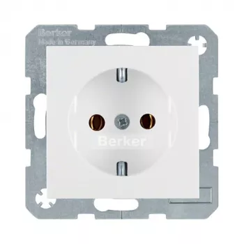 Kištukinis lizdas Type F Berker 47438989, baltas, duroplastinis korpusas, 250V 16A, IP20, gylis 32 mm