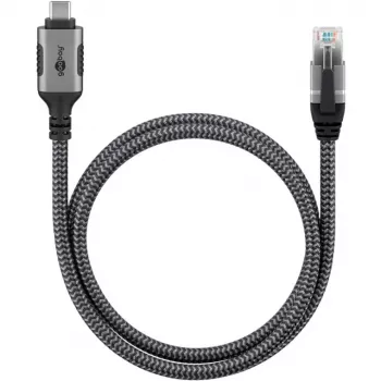 Goobay 70755 USB-C į RJ45 Ethernet CAT 6 laidas stabiliai laidinei interneto jungčiai su maršrutizatoriumi/modemiu/tinklo jungikliu / pakeičia USB į RJ45 adapterį / 1 m