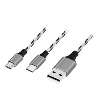 LogiLink CU0202 USB 2.0 kabelis 1,2 m USB A / USB-C + Micro-USB pilka