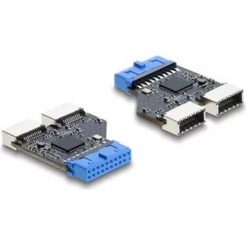 USB šakotuvas DELOCK 5 Gbps 20 kontaktų vidinis lizdas į 2× USB-A 5 Gbps