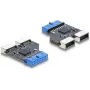 USB šakotuvas DELOCK 5 Gbps 20 kontaktų vidinis lizdas į 2× USB-A 5 Gbps